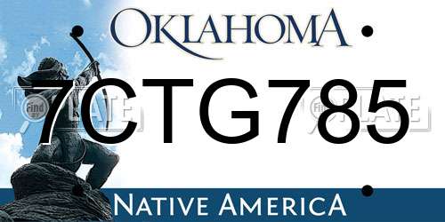 7CTG785 Oklahoma License Plate