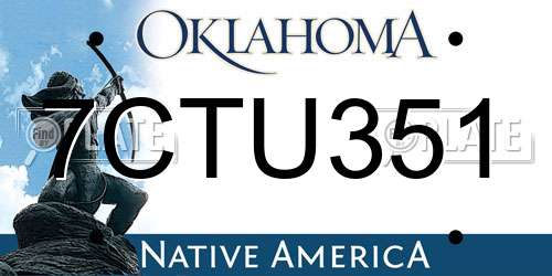 7CTU351 Oklahoma License Plate