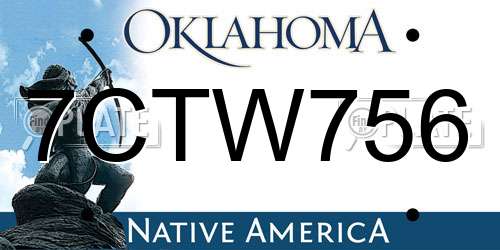 7CTW756 Oklahoma License Plate