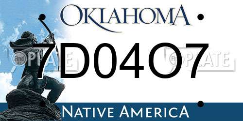 7D04O7 Oklahoma License Plate