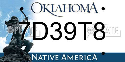 7D39T8 Oklahoma License Plate