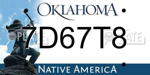 7D67T8 Oklahoma License Plate