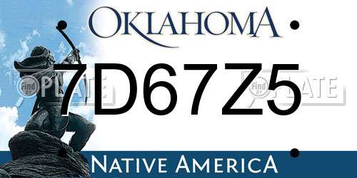7D67Z5 Oklahoma License Plate