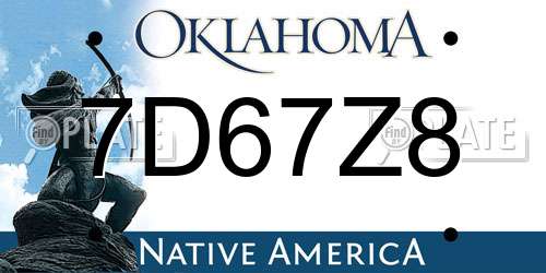7D67Z8 Oklahoma License Plate