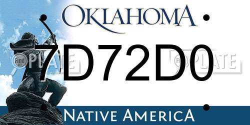 7D72D0 Oklahoma License Plate
