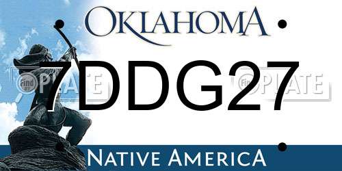 7DDG27 Oklahoma License Plate