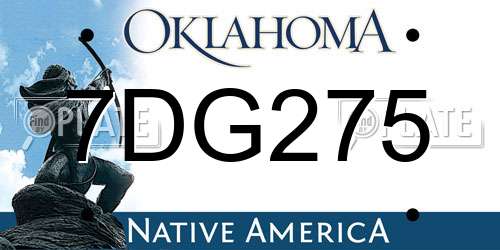 7DG275 Oklahoma License Plate