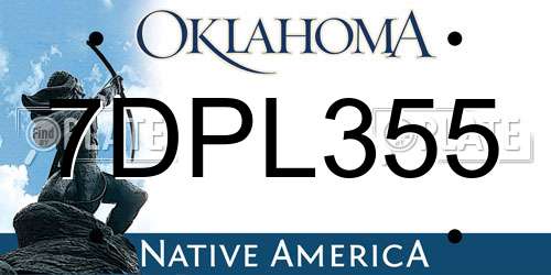 7DPL355 Oklahoma License Plate