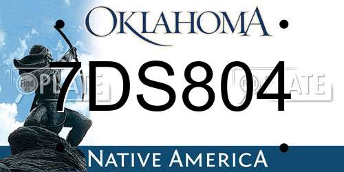 7DS804 Oklahoma License Plate
