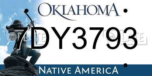 7DY3793 Oklahoma License Plate