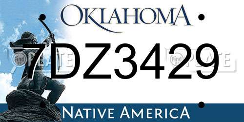 7DZ3429 Oklahoma License Plate