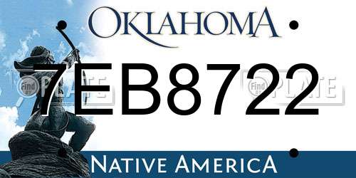 7EB8722 Oklahoma License Plate