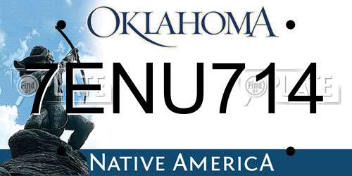 7ENU714 Oklahoma License Plate