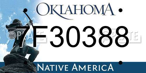 7F30388 Oklahoma License Plate