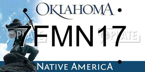 7FMN17 Oklahoma License Plate