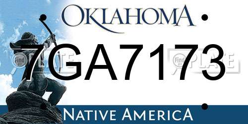 7GA7173 Oklahoma License Plate