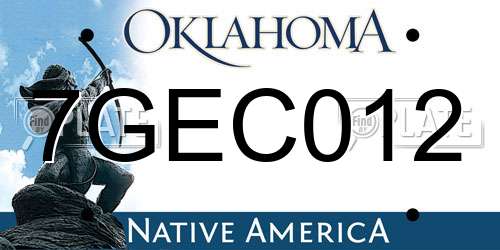 7GEC012 Oklahoma License Plate