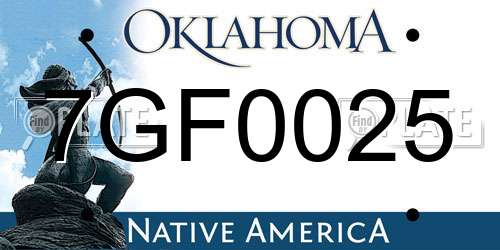 7GF0025 Oklahoma License Plate