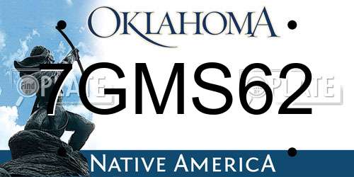 7GMS62 Oklahoma License Plate