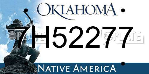 7H52277 Oklahoma License Plate