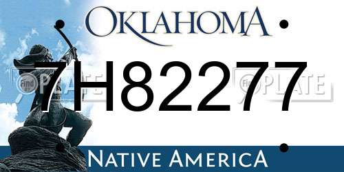 7H82277 Oklahoma License Plate