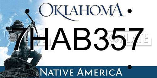 7HAB357 Oklahoma License Plate