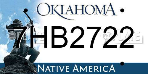 7HB2722 Oklahoma License Plate