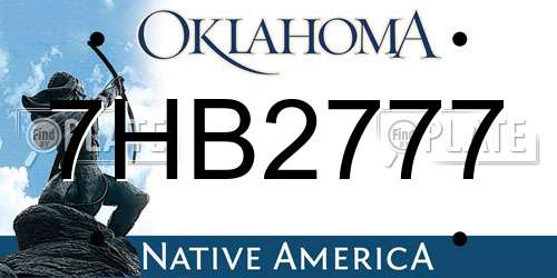 7HB2777 Oklahoma License Plate
