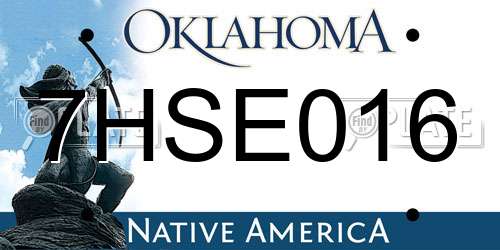 7HSE016 Oklahoma License Plate