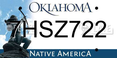 7HSZ722 Oklahoma License Plate