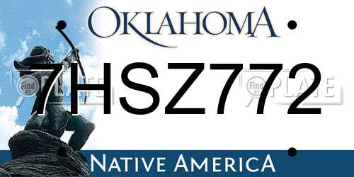 7HSZ772 Oklahoma License Plate