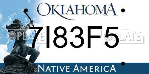 7I83F5 Oklahoma License Plate
