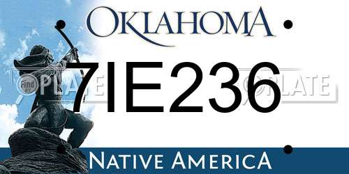 7IE236 Oklahoma License Plate