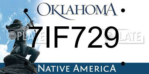 7IF729 Oklahoma License Plate