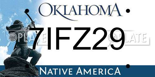 7IFZ29 Oklahoma License Plate