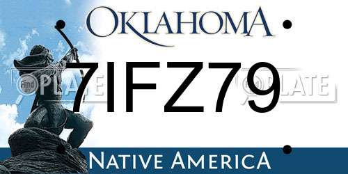 7IFZ79 Oklahoma License Plate