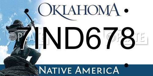 7IND678 Oklahoma License Plate