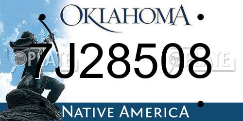 7J28508 Oklahoma License Plate
