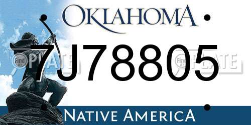 7J78805 Oklahoma License Plate