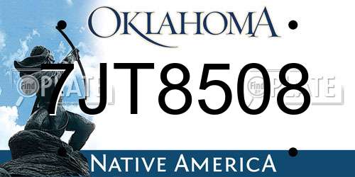 7JT8508 Oklahoma License Plate
