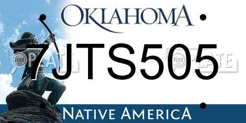 7JTS505 Oklahoma License Plate