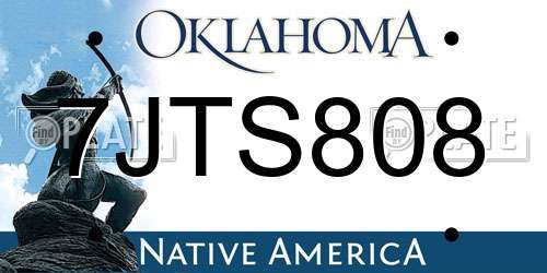 7JTS808 Oklahoma License Plate