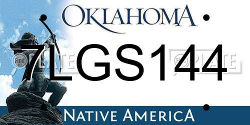 7LGS144 Oklahoma License Plate