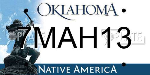 7MAH13 Oklahoma License Plate