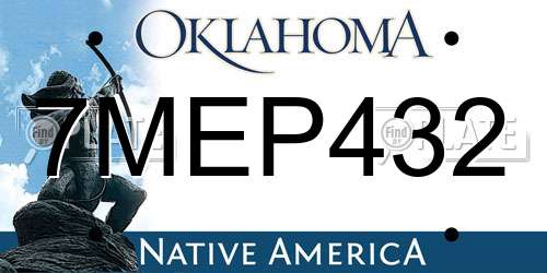 7MEP432 Oklahoma License Plate