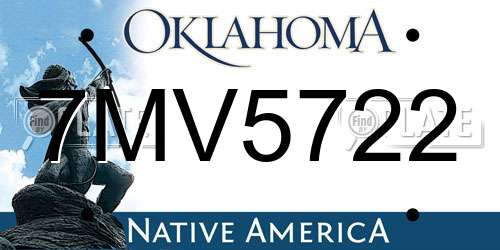 7MV5722 Oklahoma License Plate
