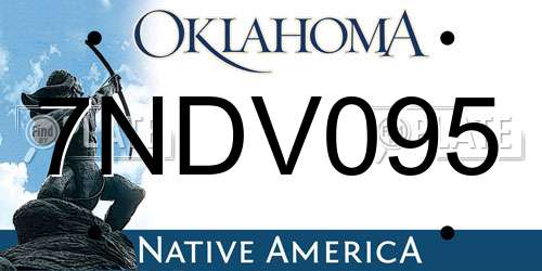 7NDV095 Oklahoma License Plate