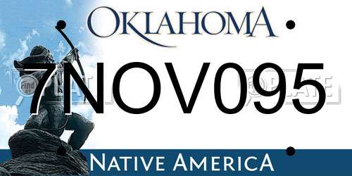 7NOV095 Oklahoma License Plate