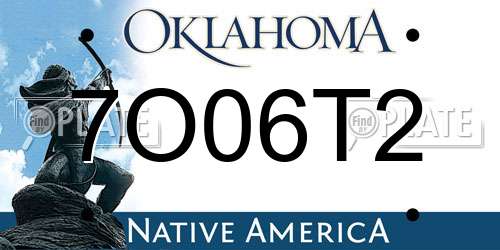 7O06T2 Oklahoma License Plate