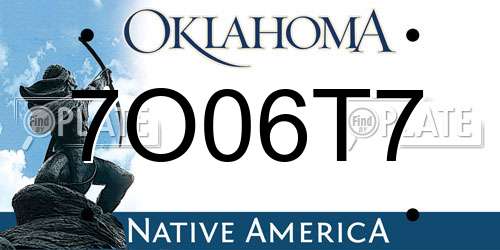 7O06T7 Oklahoma License Plate